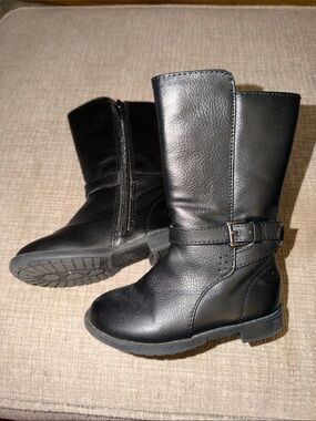 Place Kids Black Mid-Calf Buckle Riding Boots